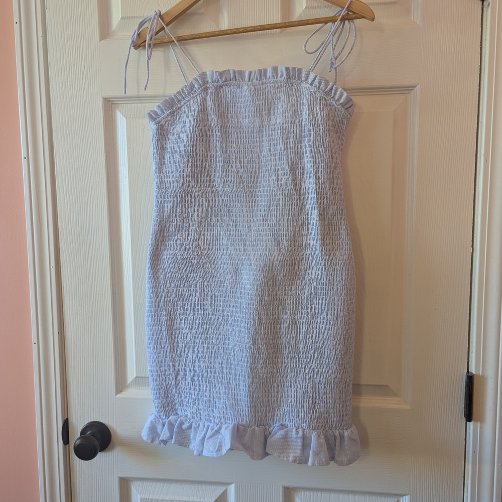 Baby Blue Checkered Mini Dress (M)